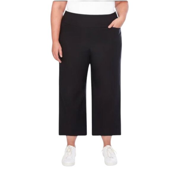 NEW S.C. & CO. 360 Degree Women’s Tummy Control Pull-on Wide Leg Crop | Black - Picture 2 of 6